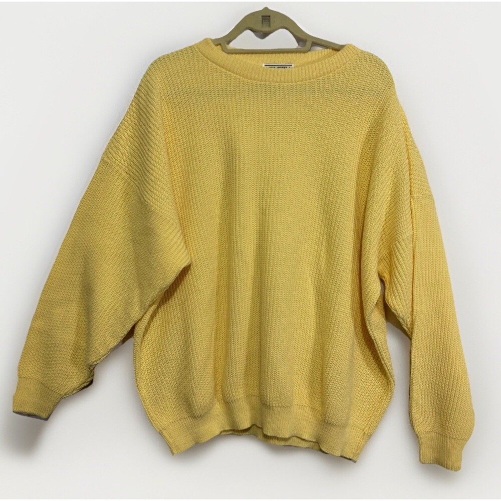 Vintage Venezia Vitale Sweater Womens 2X Butter‎ Yellow Oversized USA Made 90s
